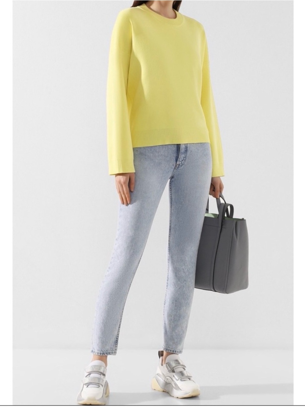 Vince Washed Boxy Crew Sweatshirt Large Yellow Cotton Pullover Boxy Oversized